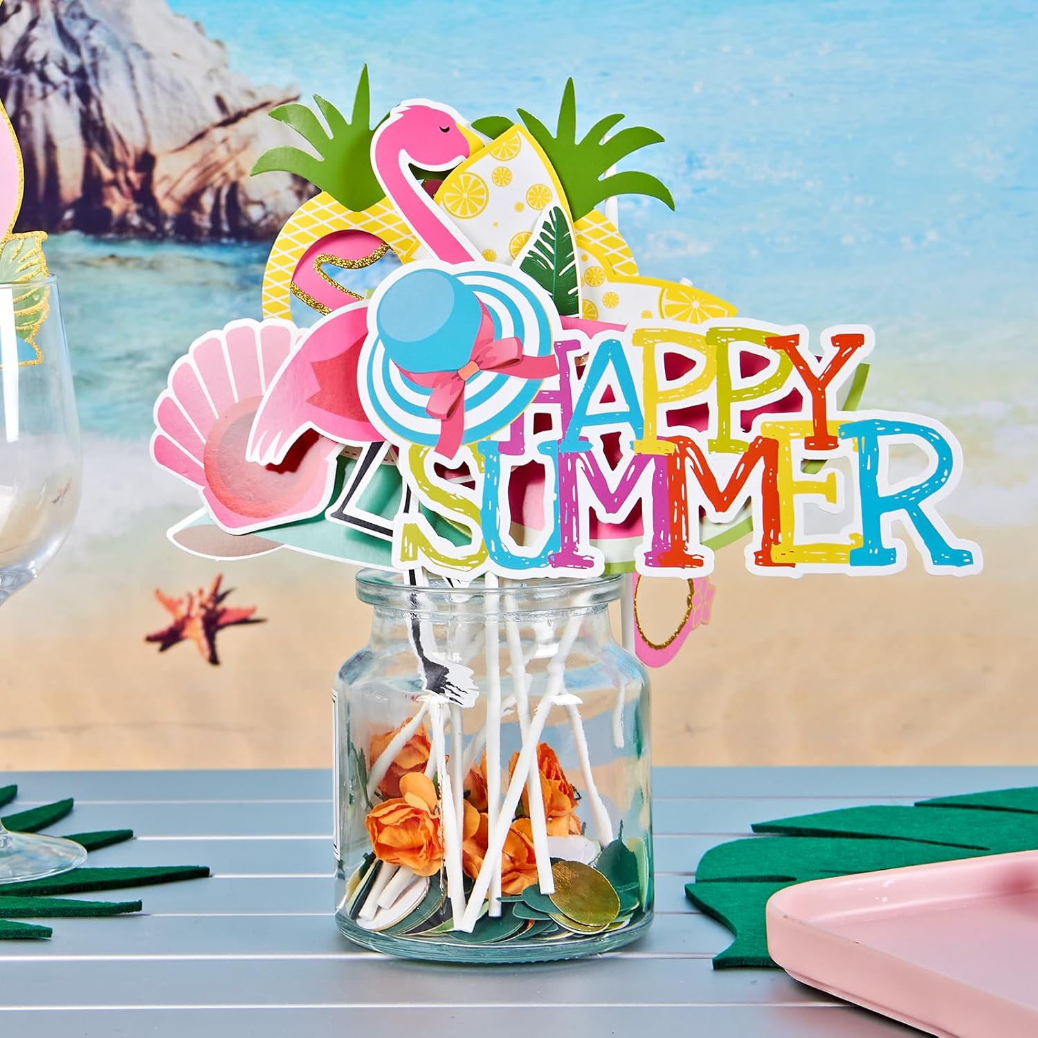 SUNBEAUTY 12 Pcs Summer Photo Booth Props