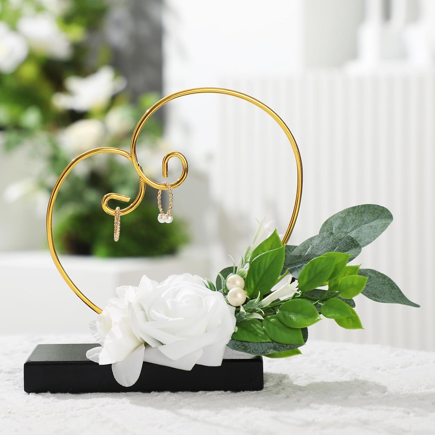 Wedding Ring Holder Heart Shaped Flower Girl Basket Display Stand