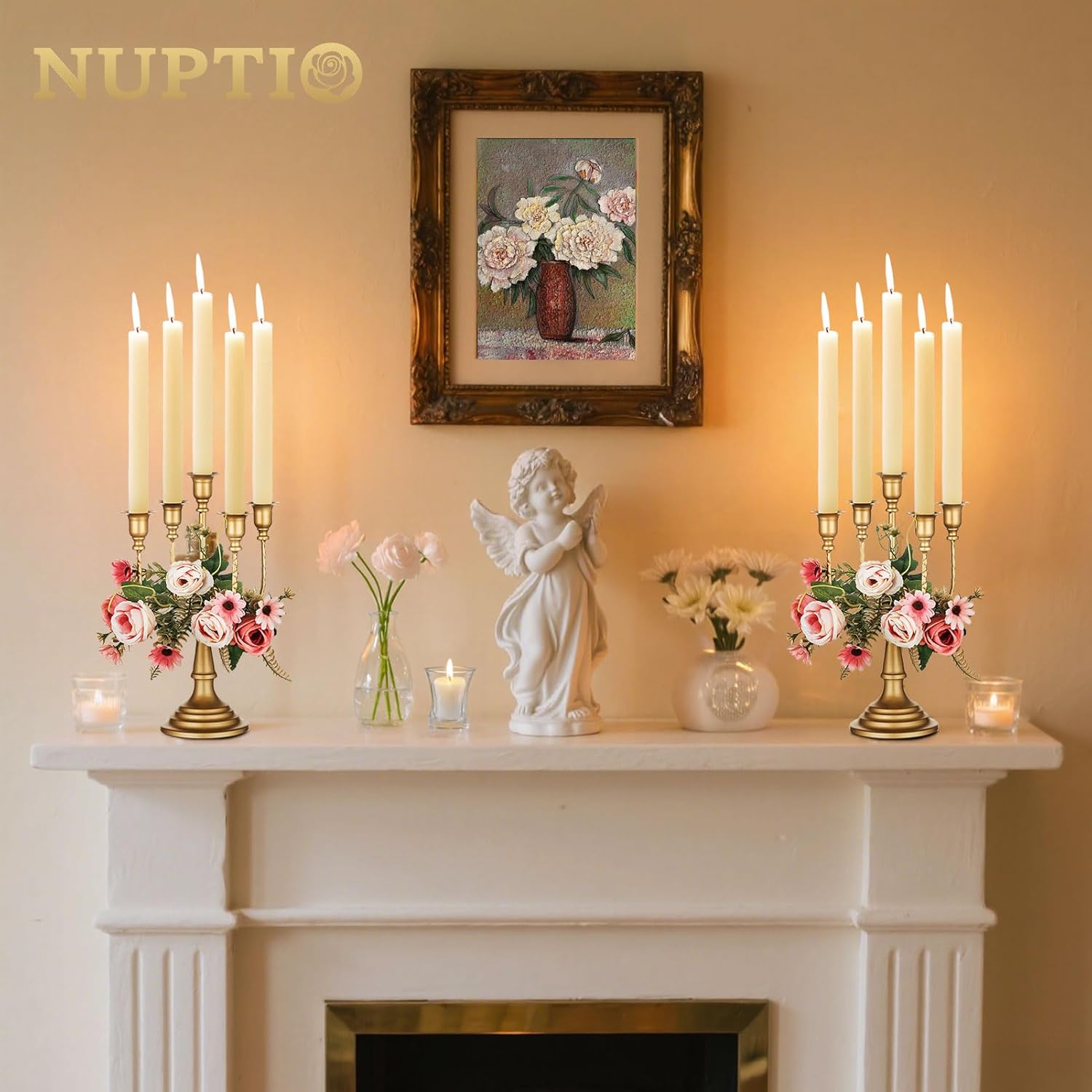 NUPTIO Gold Candelabras Candle Holder Set of 2