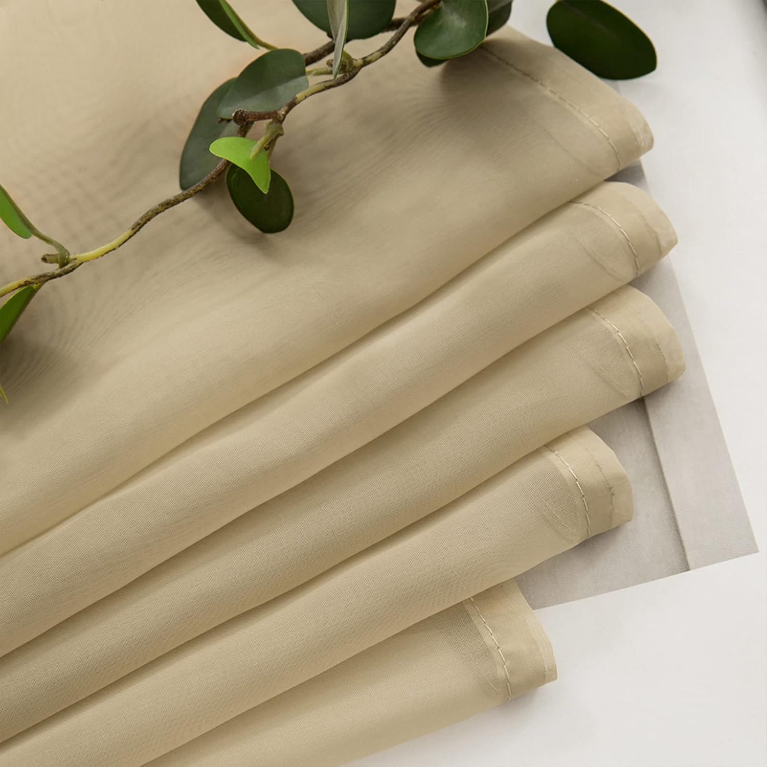 MIULEE Beige Voile Valance for Window Decor