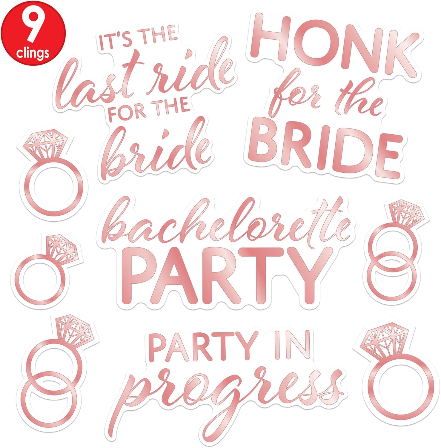 Beistle 9 Piece Bachelorette Car Decorations Vinyl Clings