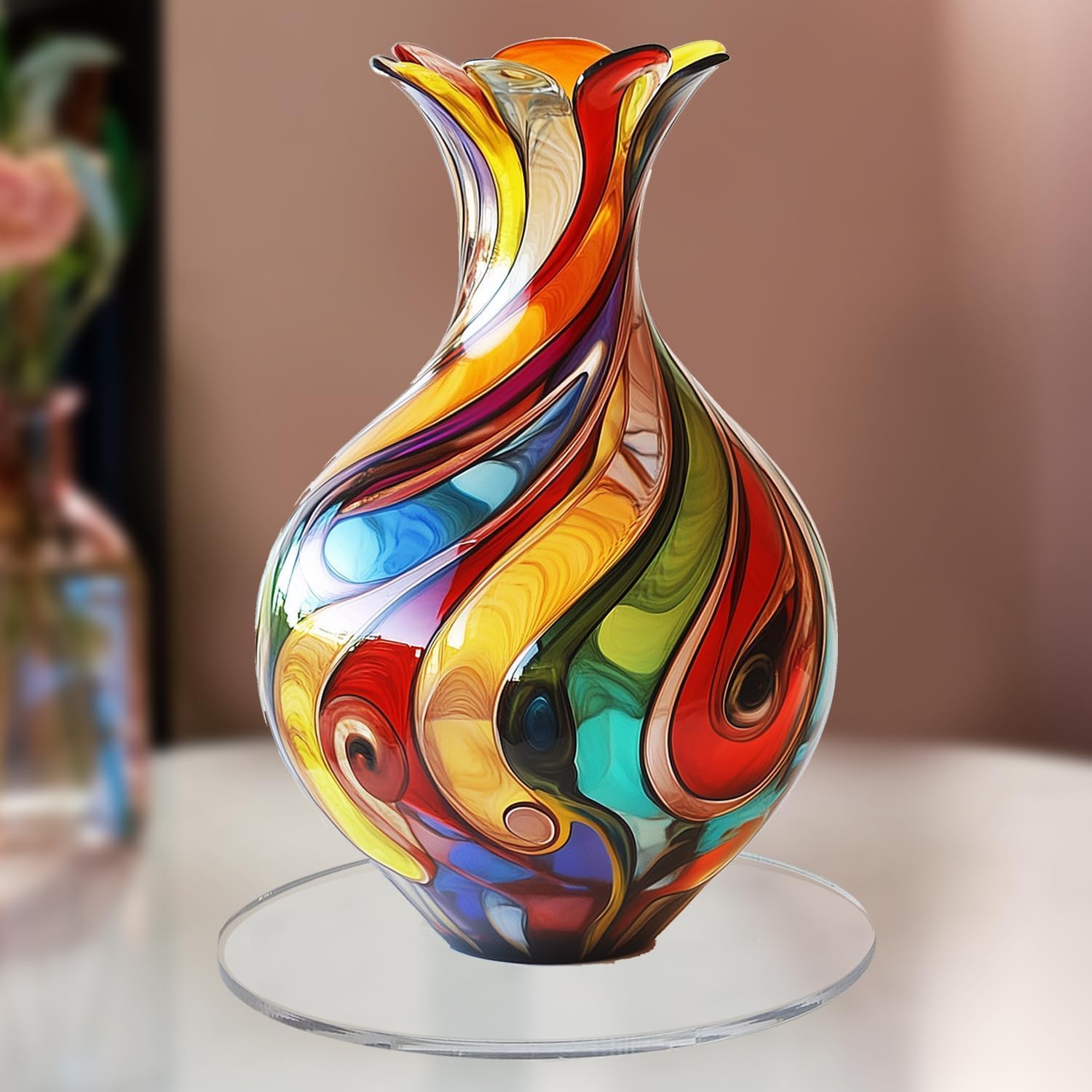 2D Acrylic Boho Vase Sign with Stand