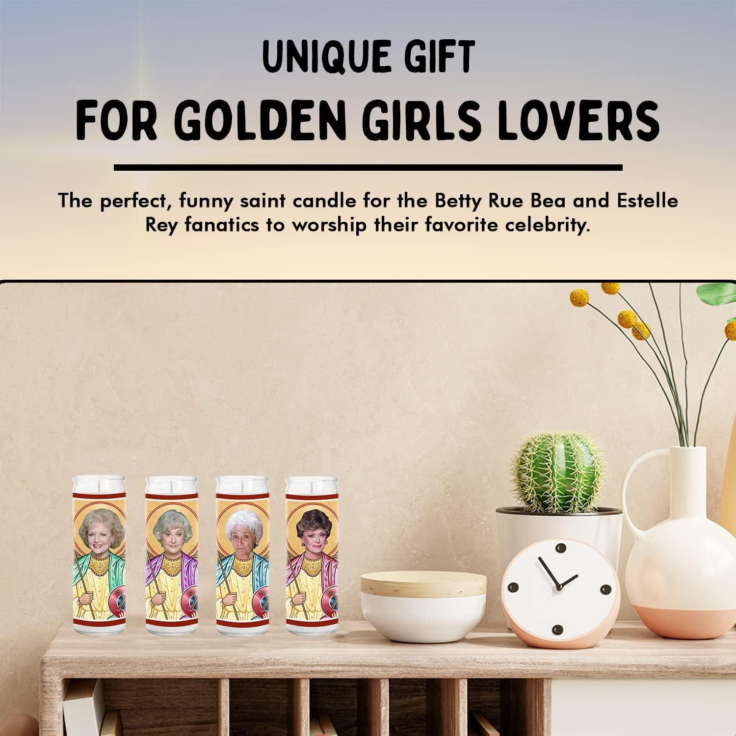Celeb Prayer Candle Golden Comedy Glass Jar Candle 8 Inch