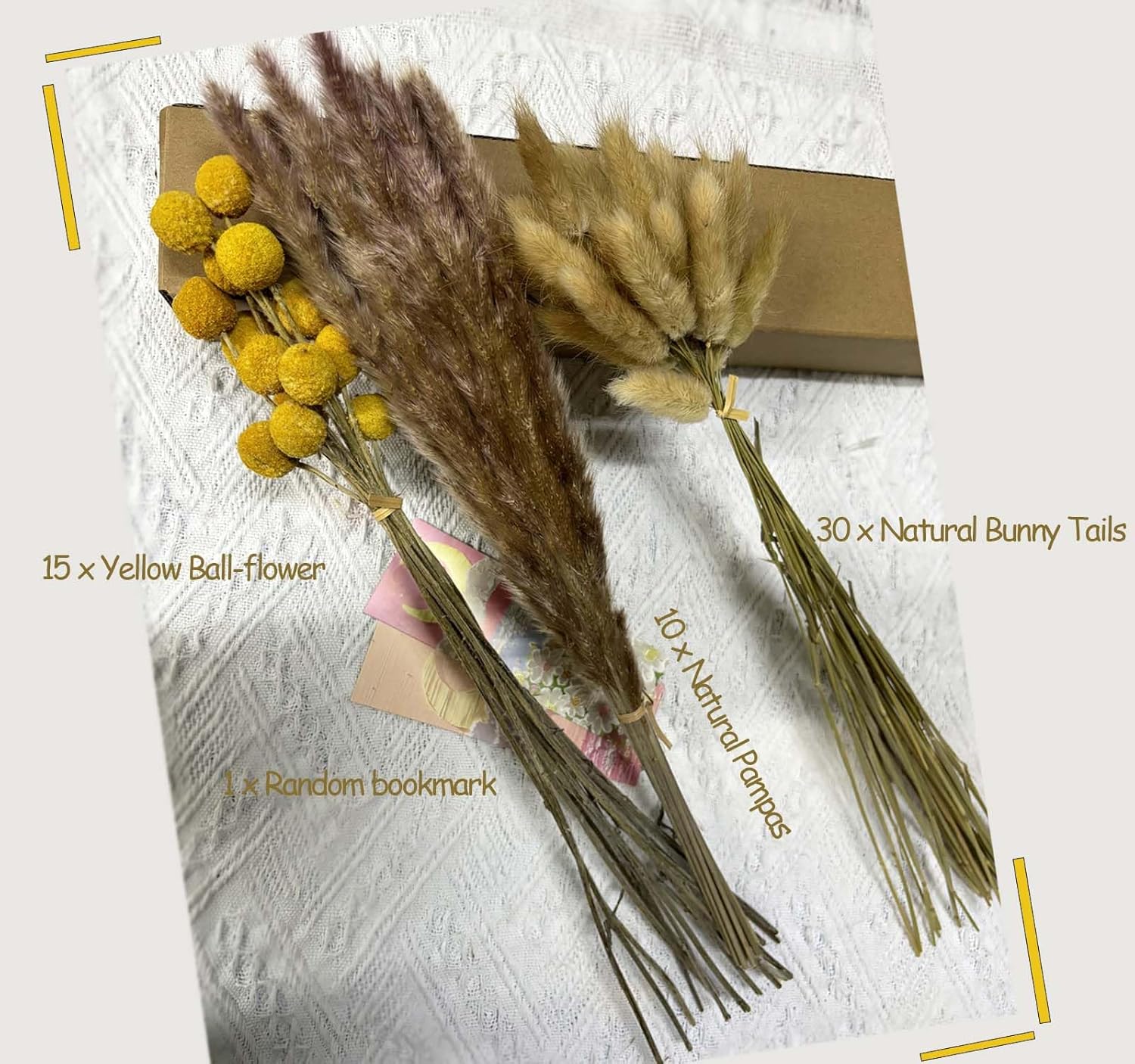 55pcs Natural Dried Flowers Bouquet for Home Wedding Centerpieces