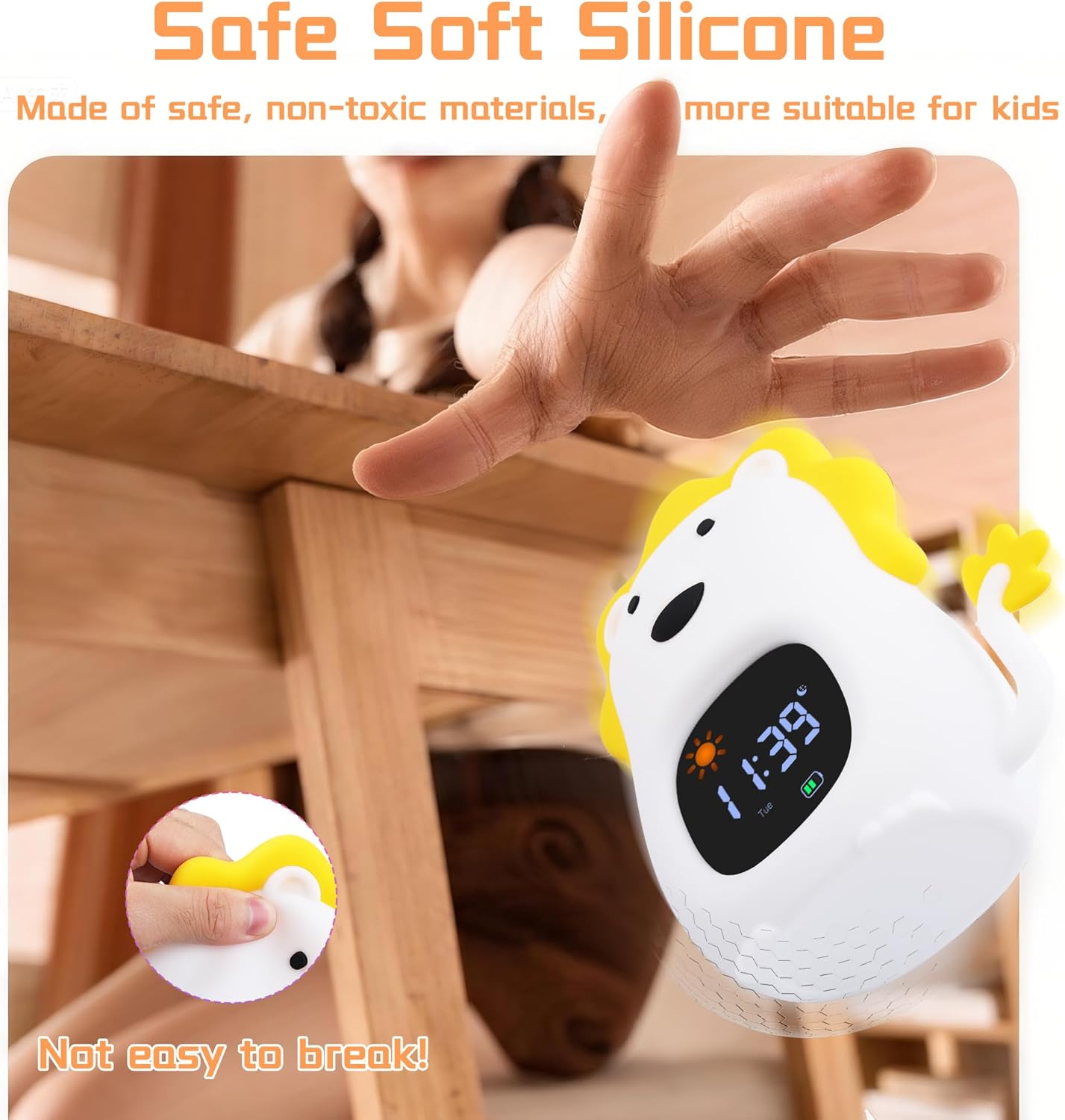 Kids Alarm Clock with White Noise and Night Light