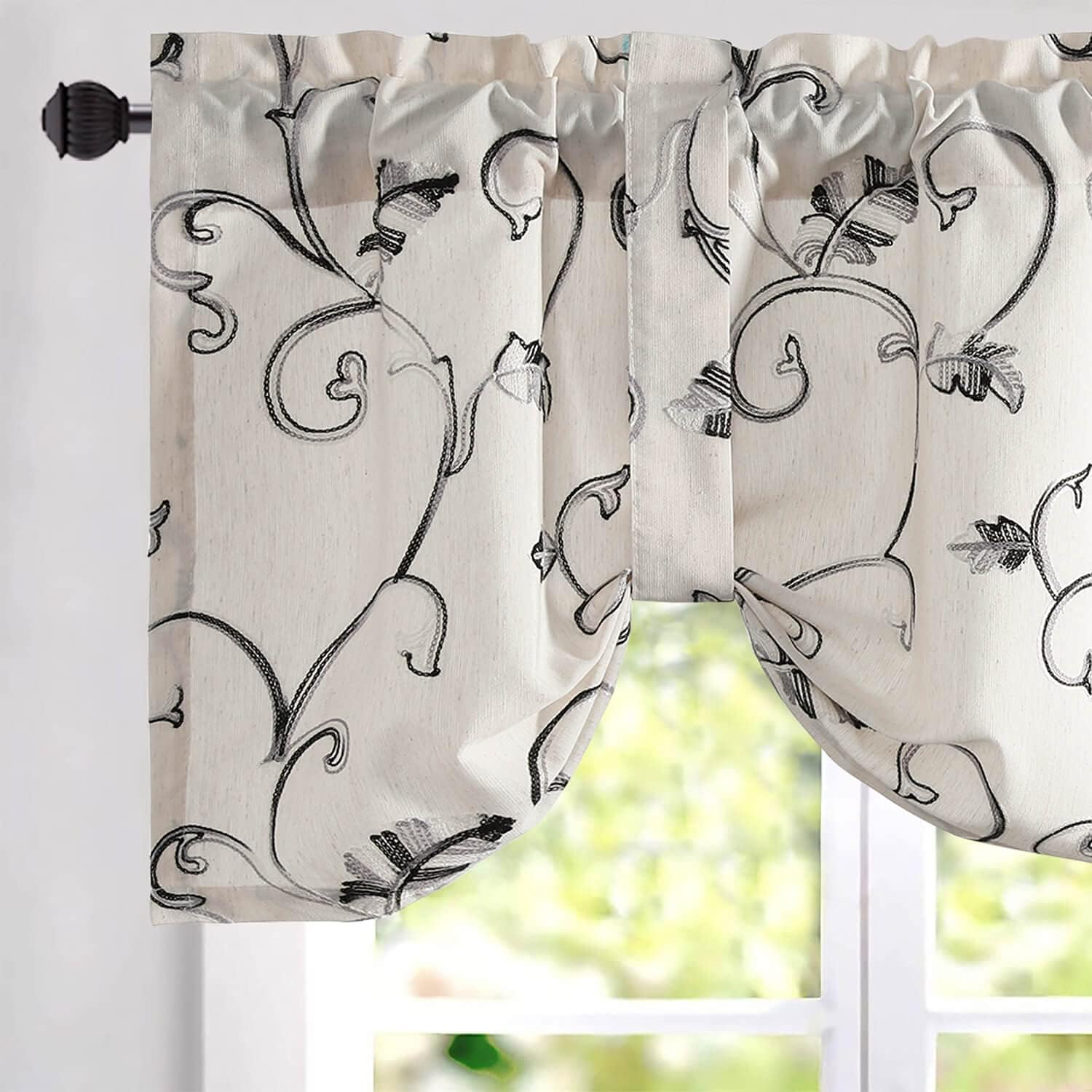 VOGOL Tie-Up Valance Kitchen Windows Curtains