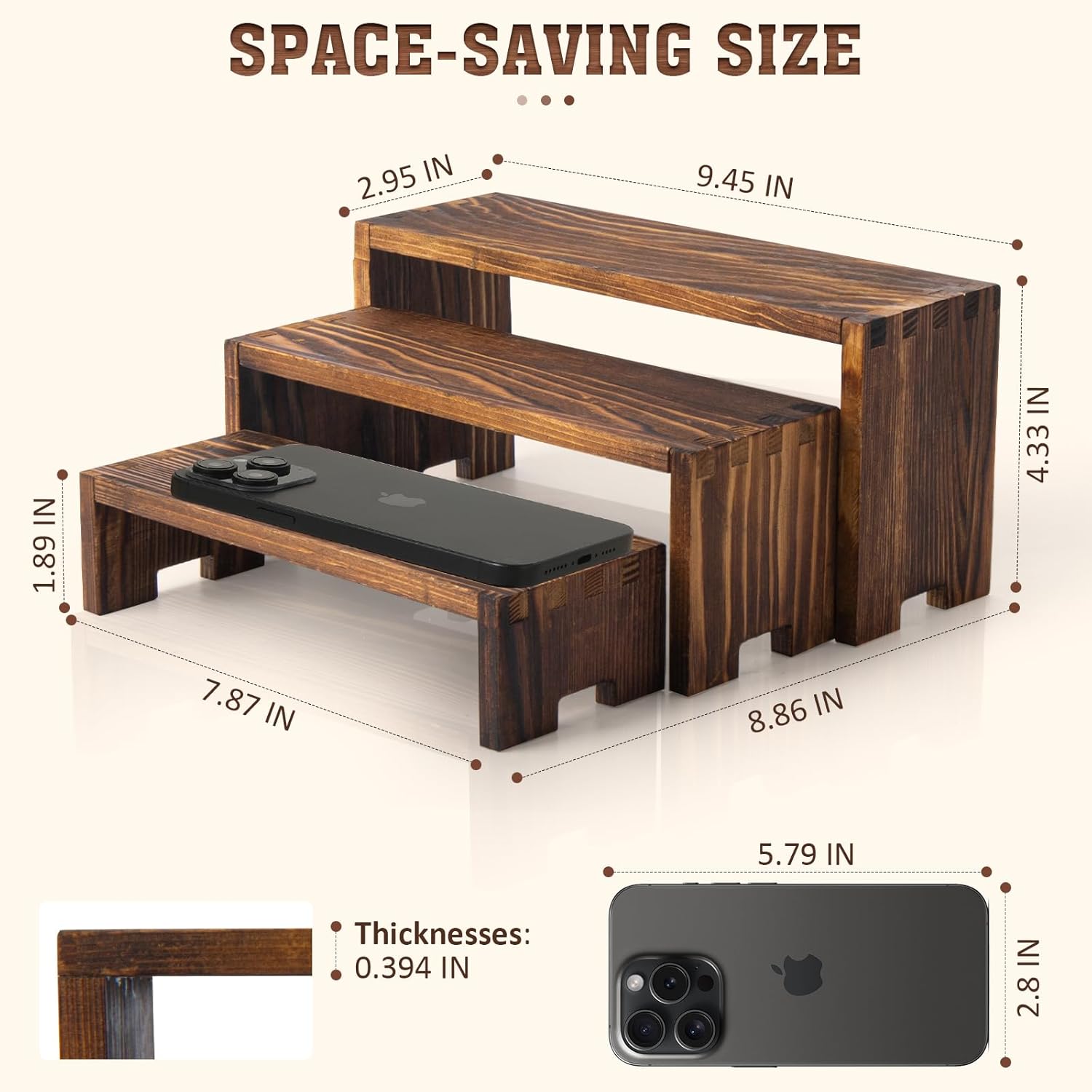 Yoshiky 3 Tier Wooden Cologne Display Riser Set