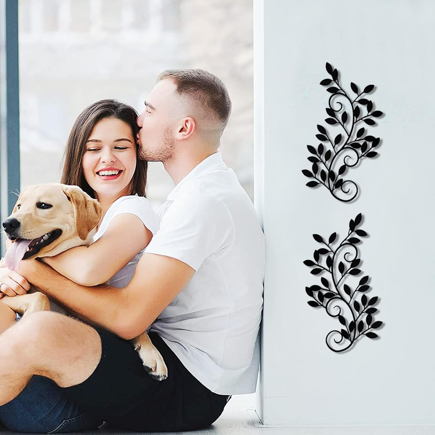 ESTART 2 Pieces Metal Tree Leaf Wall Decor