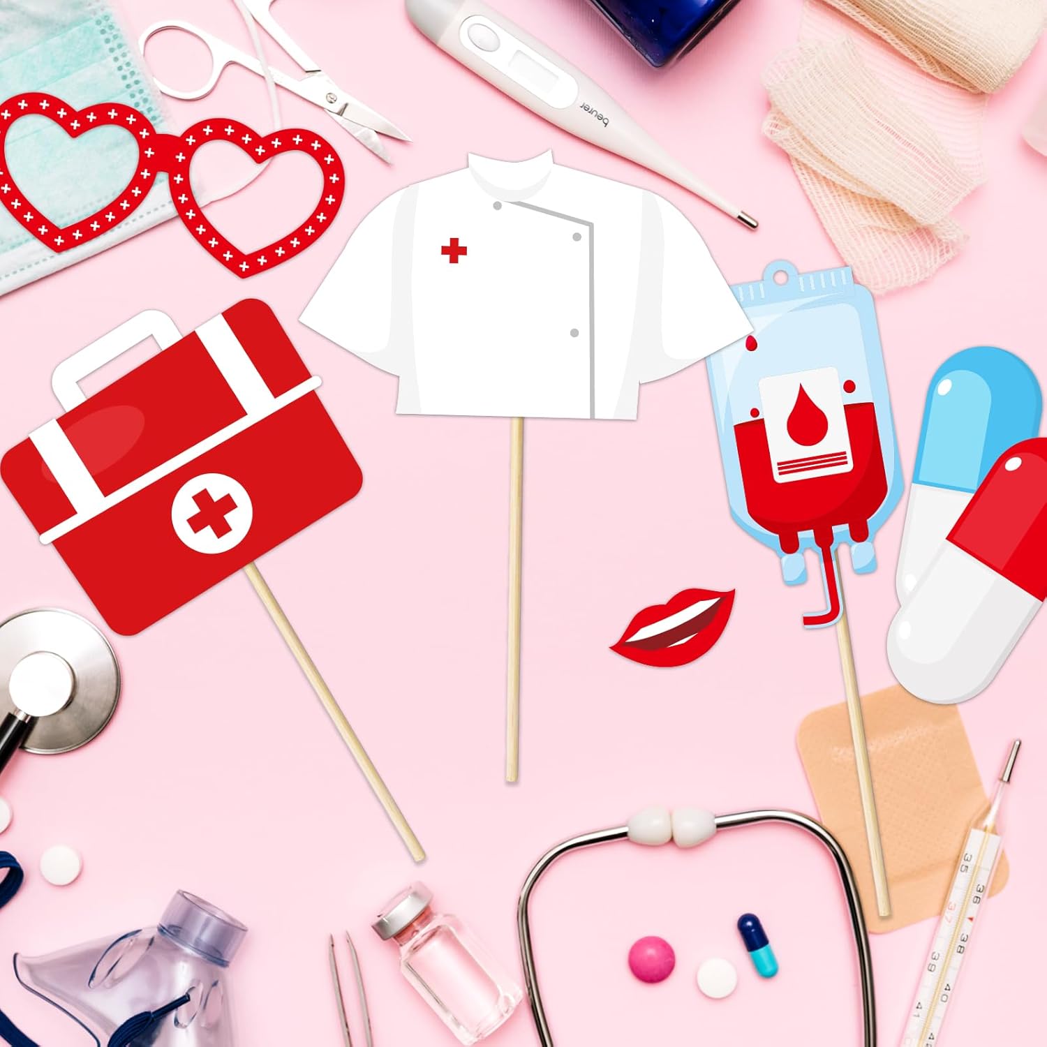 Nurse Photo Booth Props 31 Pieces Set