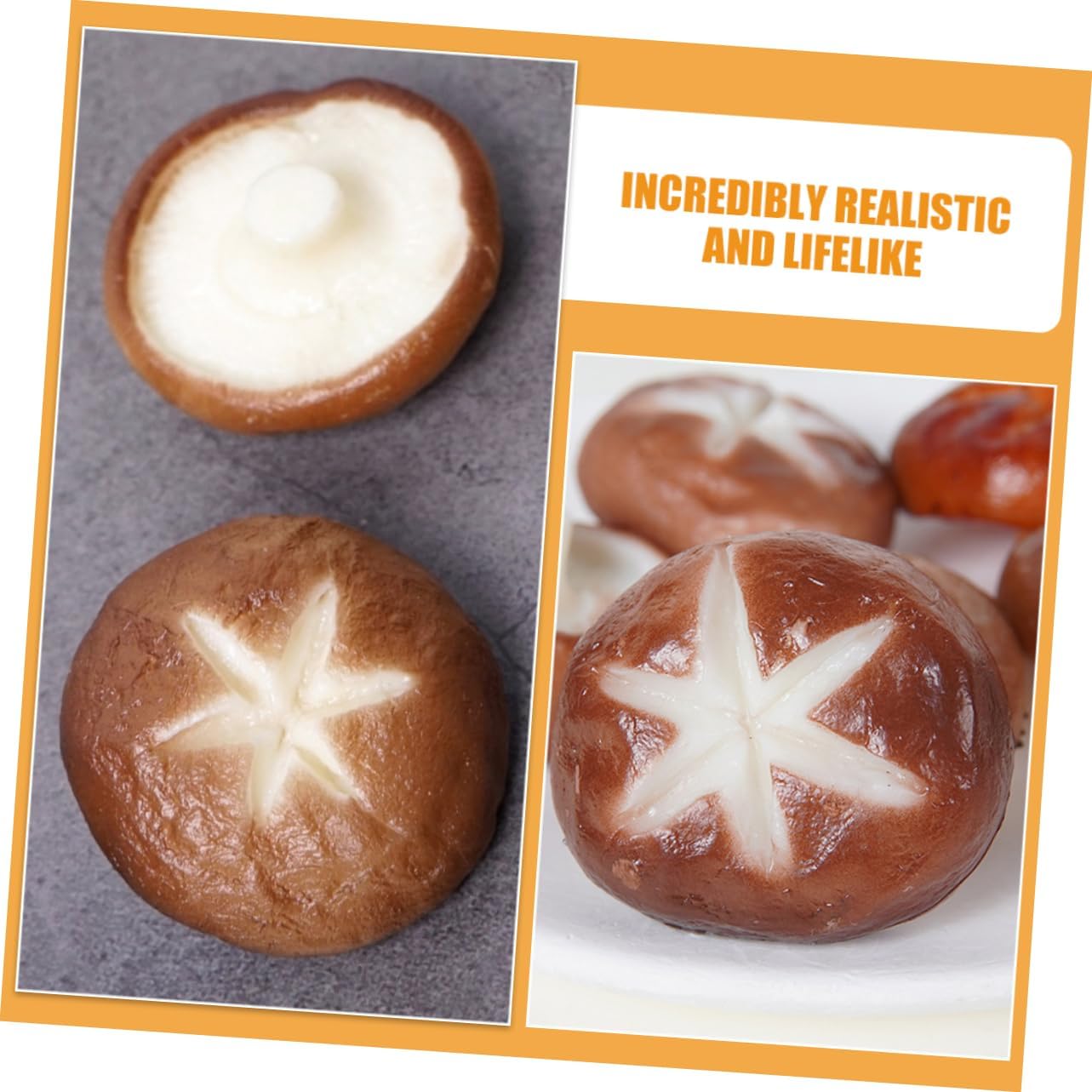 5pcs Artificial Shiitake Mushroom Model for Barbecue and Photo Props