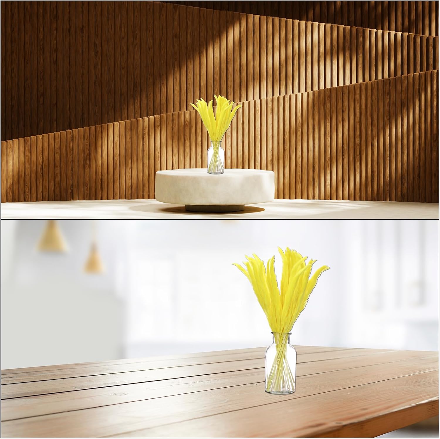 MECCANIXITY 30PCS Yellow Pampas Grass Decor