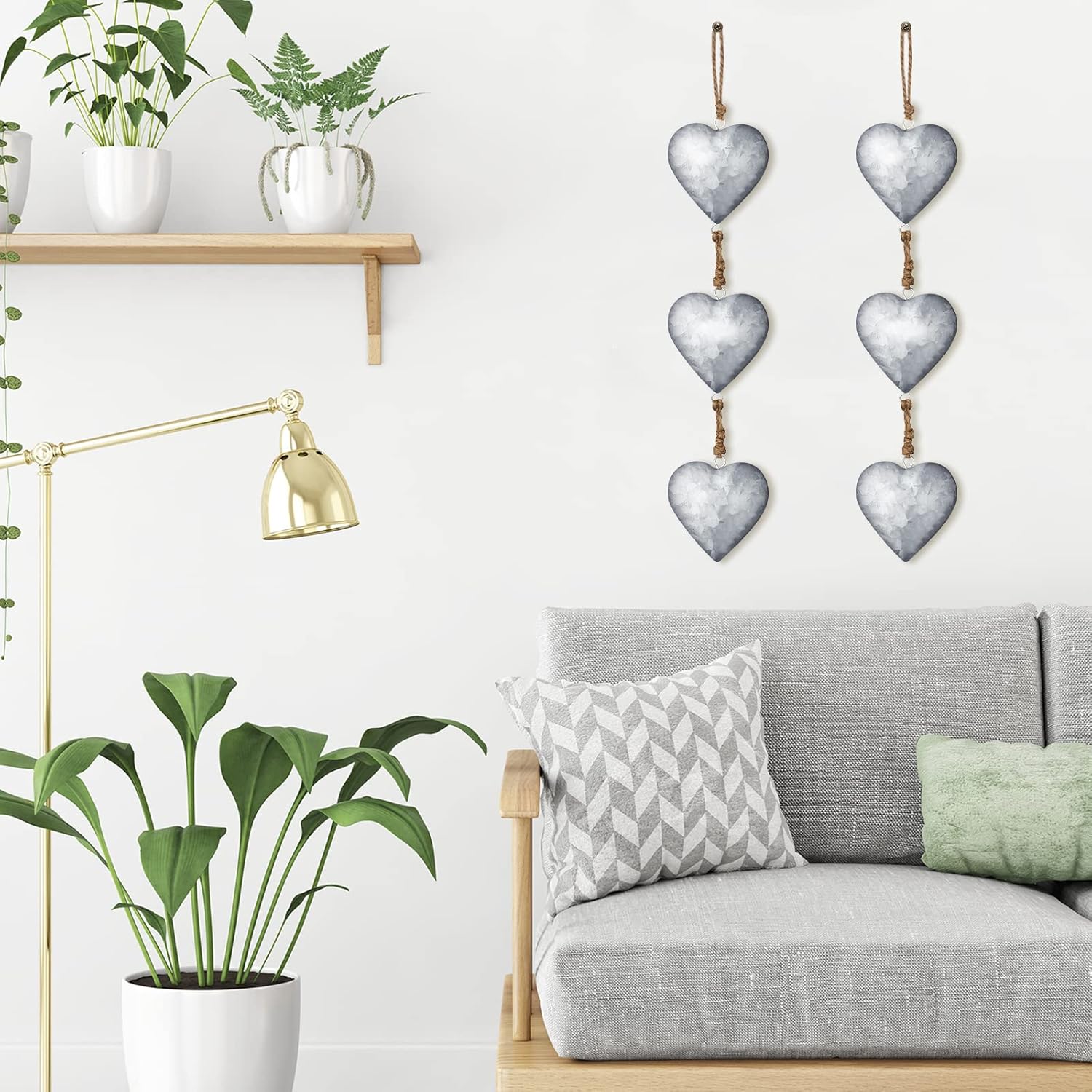 Moxweyeni 2 Piece Silver Metal Heart Wall Decor