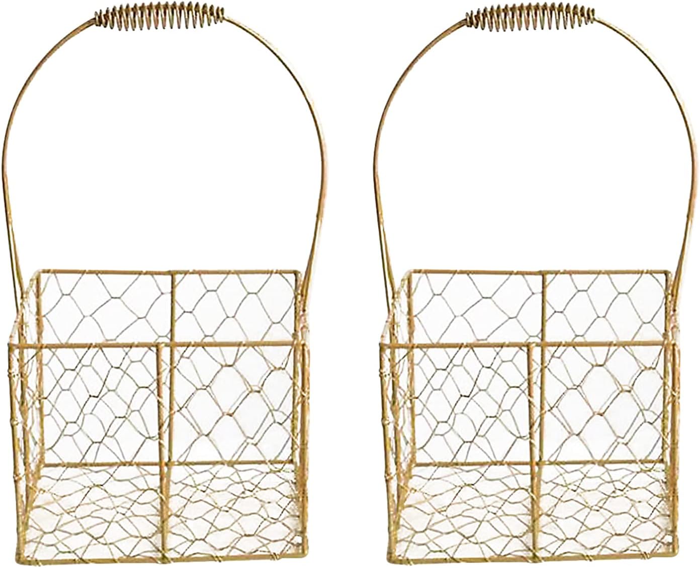 Firlar 2PCS Metal Wedding Flower Basket with Handle
