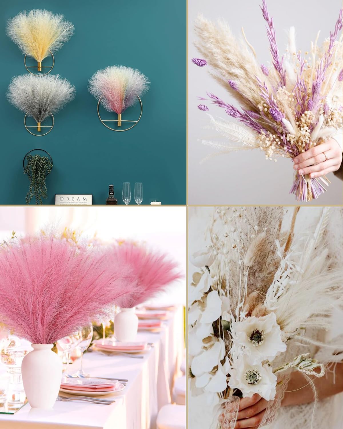 Zhiheng 20 Pack Artificial Pampas Grass Ivory