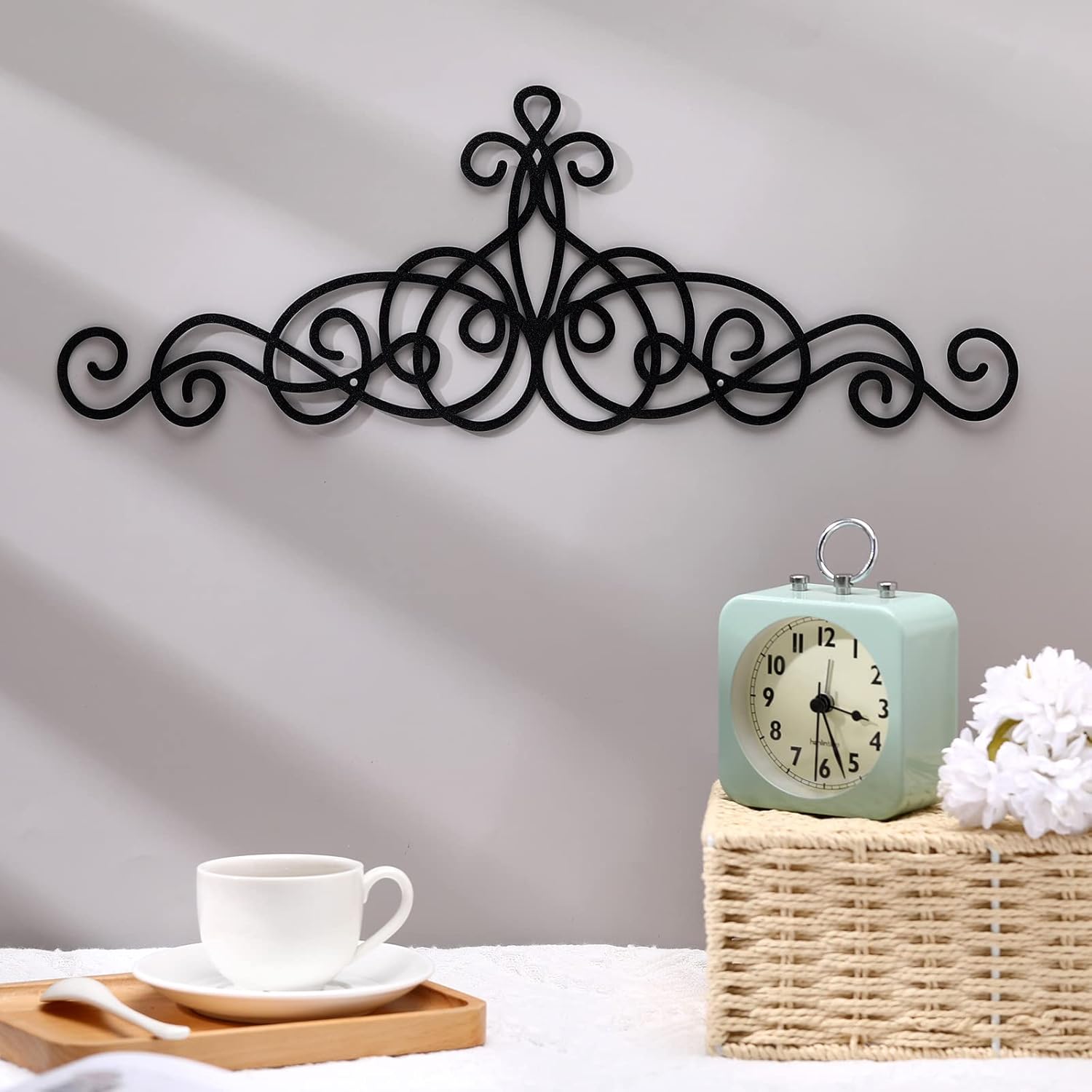 Zhengmy Black Metal Scroll Wall Art Decor