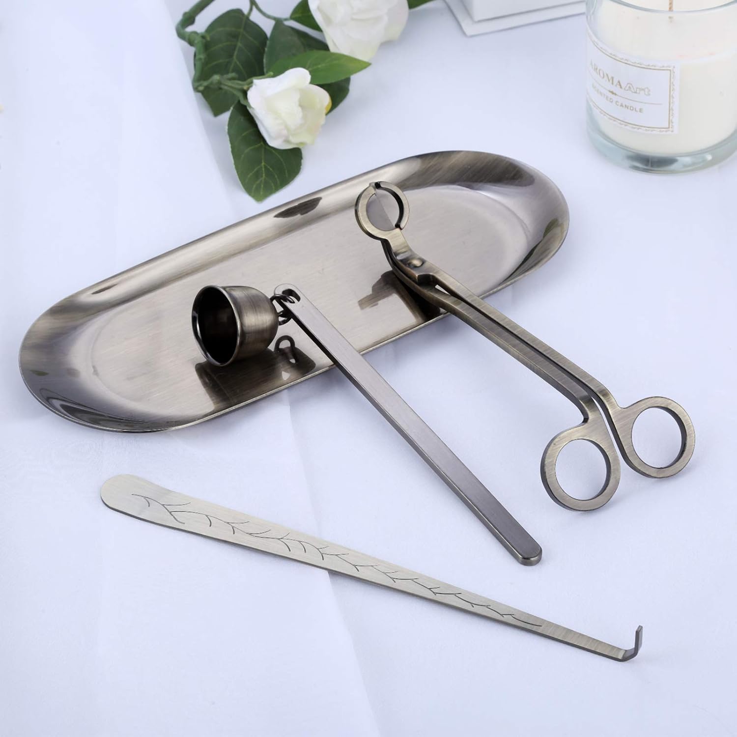 MUXSAM 4 in 1 Candle Care Set with Wick Trimmer and Snuffer