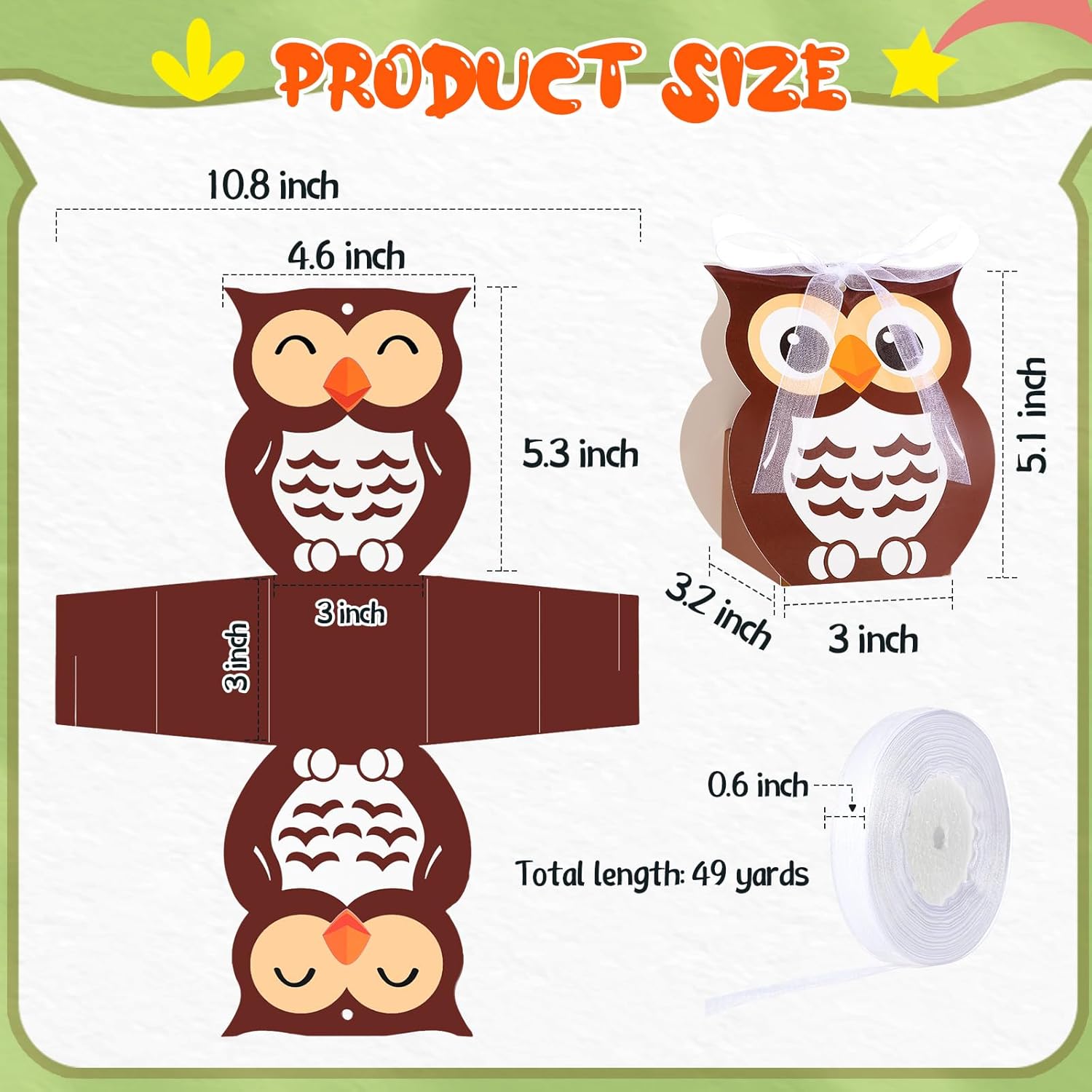 SilTriangle Owl Party Favor Boxes with Mesh Straps Brown