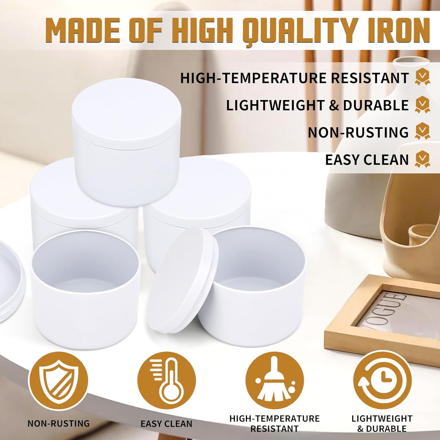 4 Oz Candle Tins Set of 24 Premium Matte White Jars with Lids