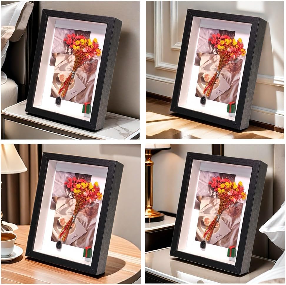 DIY Shadow Box Frame Set with Dried Flowers and Decor