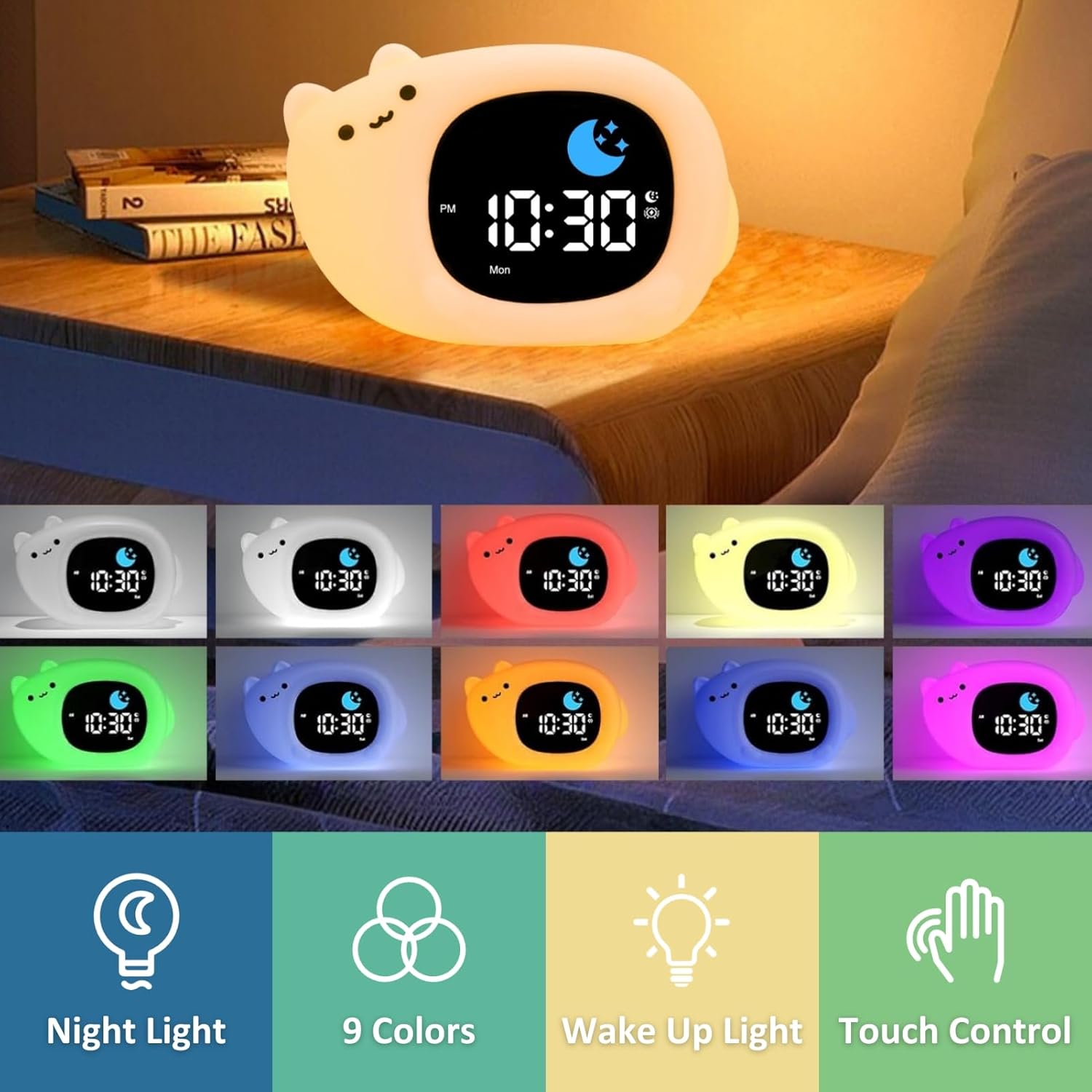 Kids Alarm Clock with Night Light and White Noise