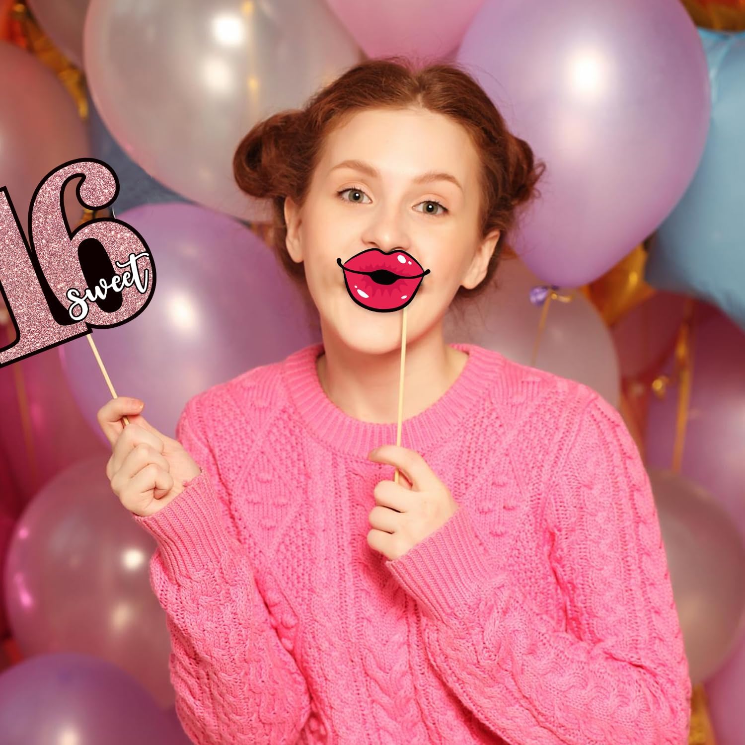 Sweet 16 Photo Booth Props Set for Girls