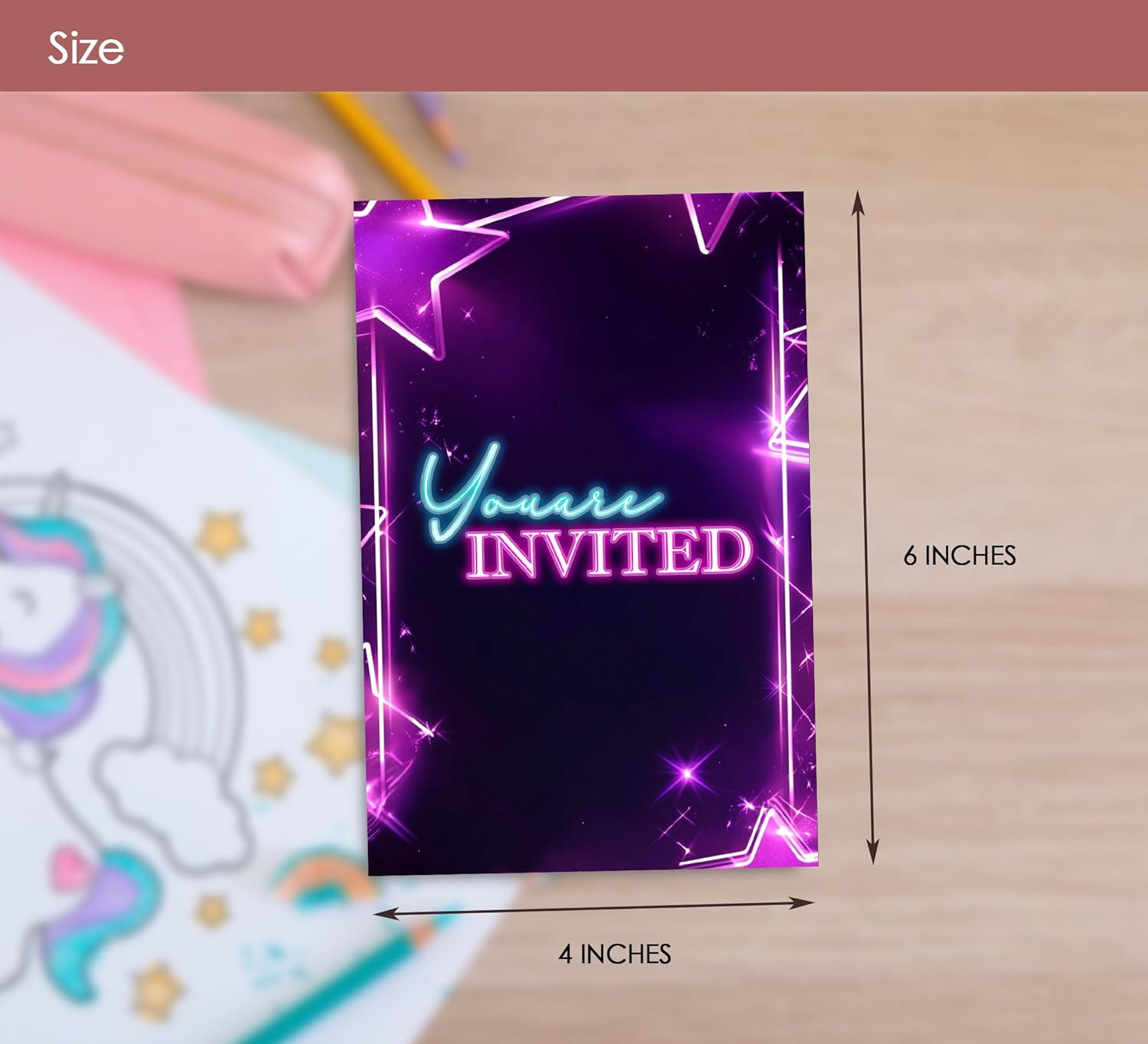 Neon Birthday Invitations 30 Sets with Envelopes