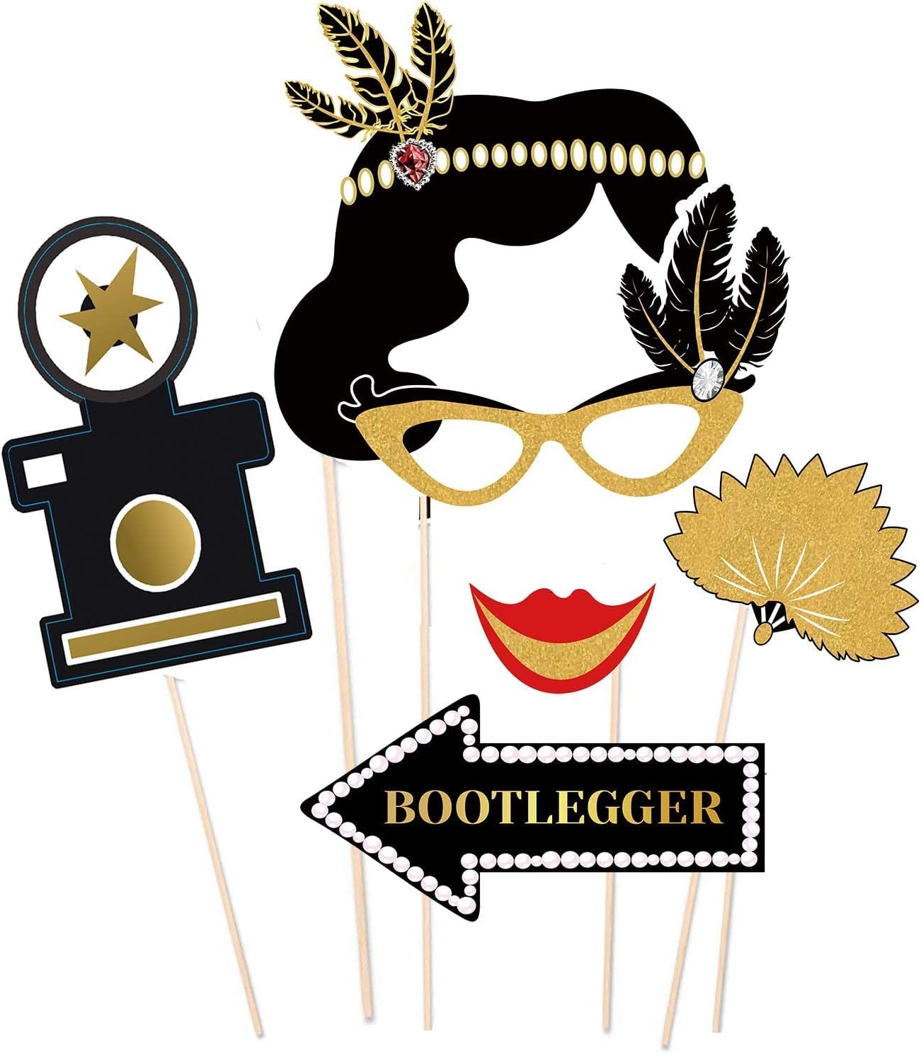 42Pcs 1920s Gatsby Photo Booth Props