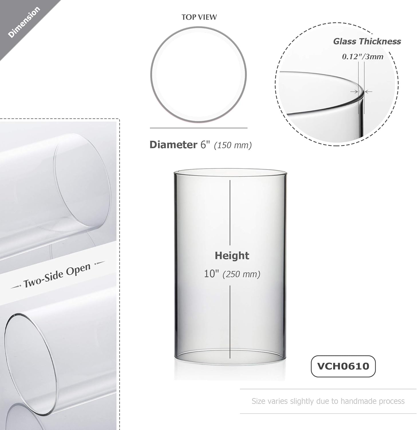 WGVI Hurricane Candle Holder Sleeve Clear Glass