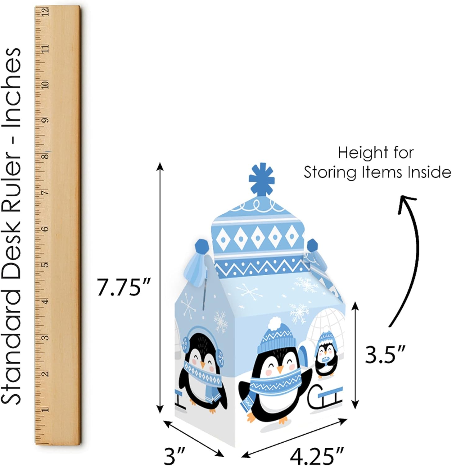 Big Dot of Happiness Winter Penguins Treat Box Set of 12