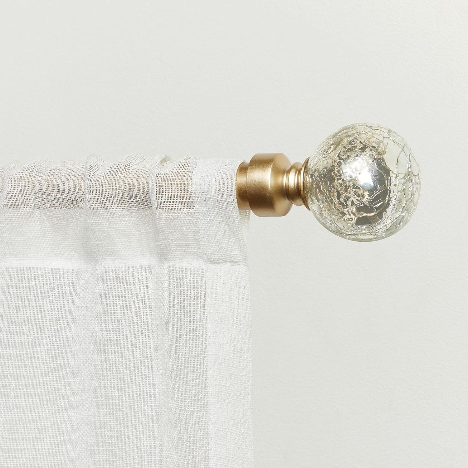Exclusive Home Silver Aged Sphere Curtain Rod Set