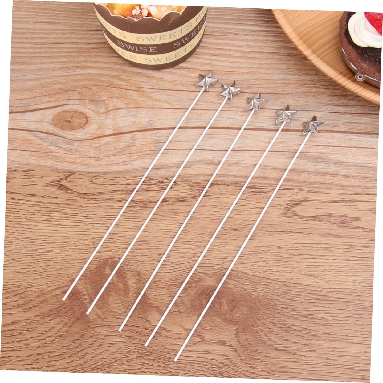 MAGICLULU 50 Pcs Five Pointed Star Cake Inserts Silver Toppers