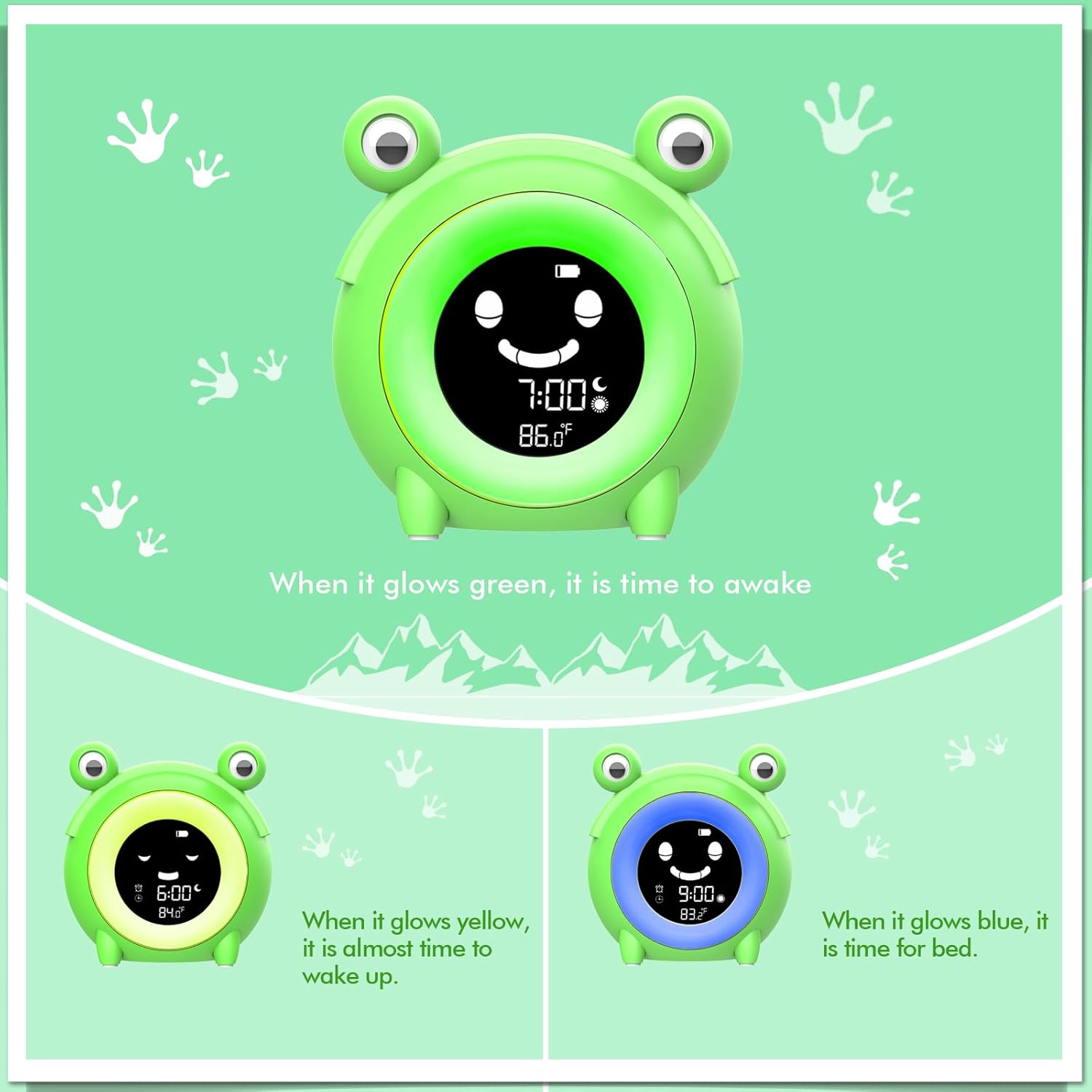 Kids Alarm Clock with Night Light and Sleep Sounds