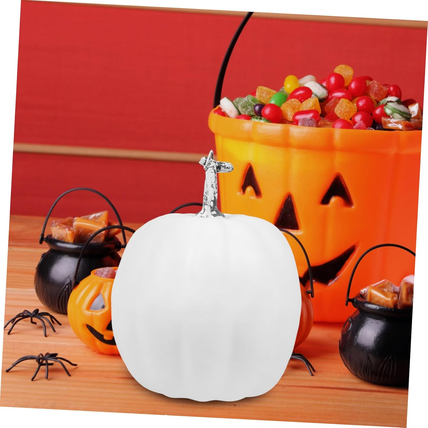 PRETYZOOM Artificial White Pumpkin Decoration for Halloween and Autumn