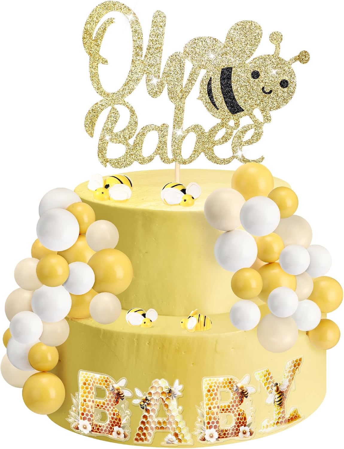 36 Pcs Bee Baby Shower Cake Toppers with Balloons