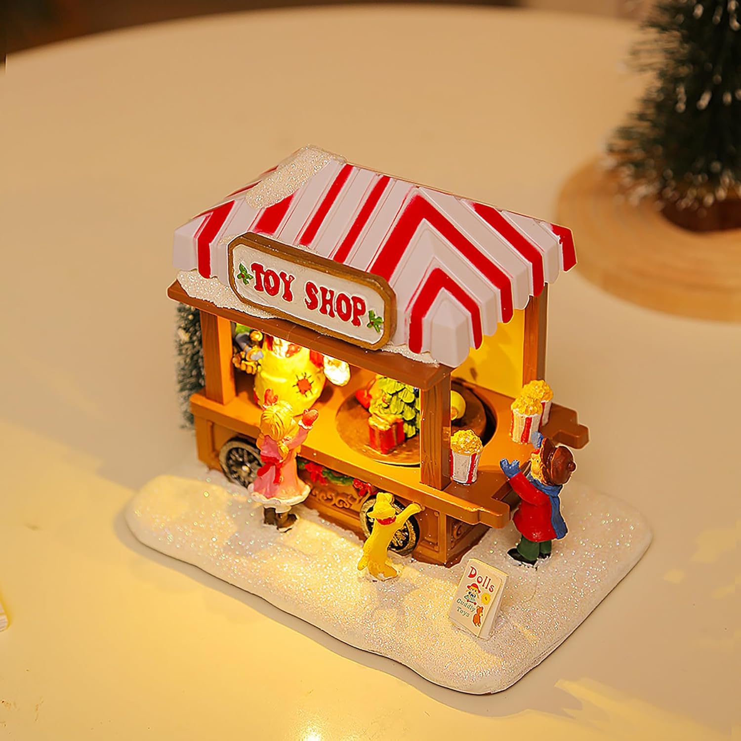 JUMXSRLE Christmas Village Houses LED Lighted Decor