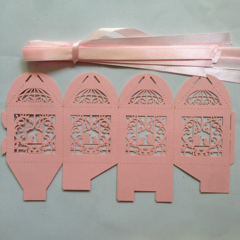 Zorpia 50 Pcs Laser Cut Birdcage Favor Box Pack