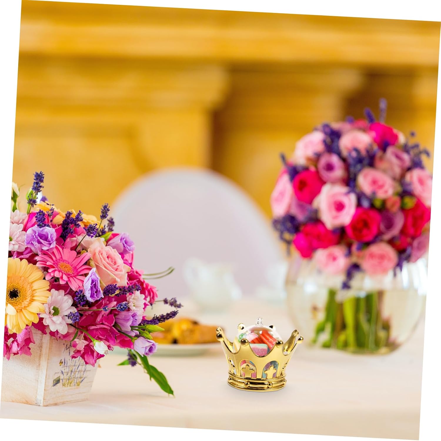 Wakauto 12pcs Gold Silver Wedding Candy Box Fillable Crown Dome