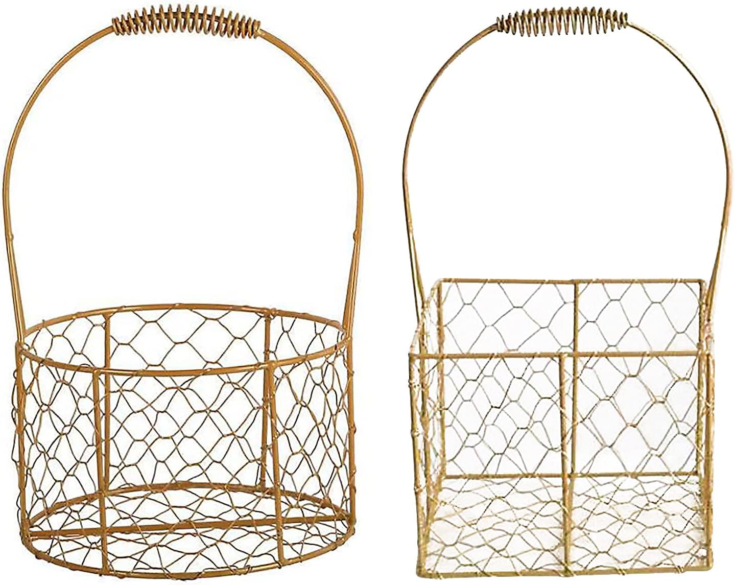PerGar Golden Metal Flower Girl Basket for Weddings