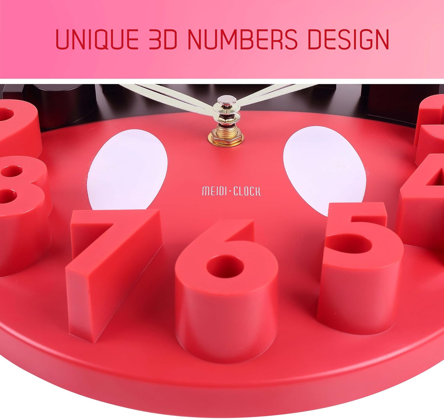 MEIDI CLOCK Wall Clock with 3D Numbers for Mickey Mouse Lovers