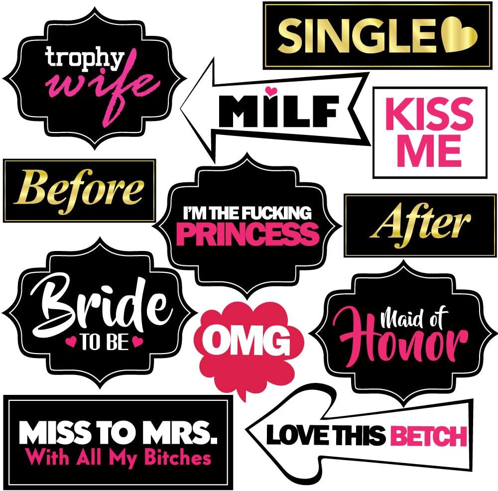 Bachelorette Party Photo Booth Props 36 Piece Set