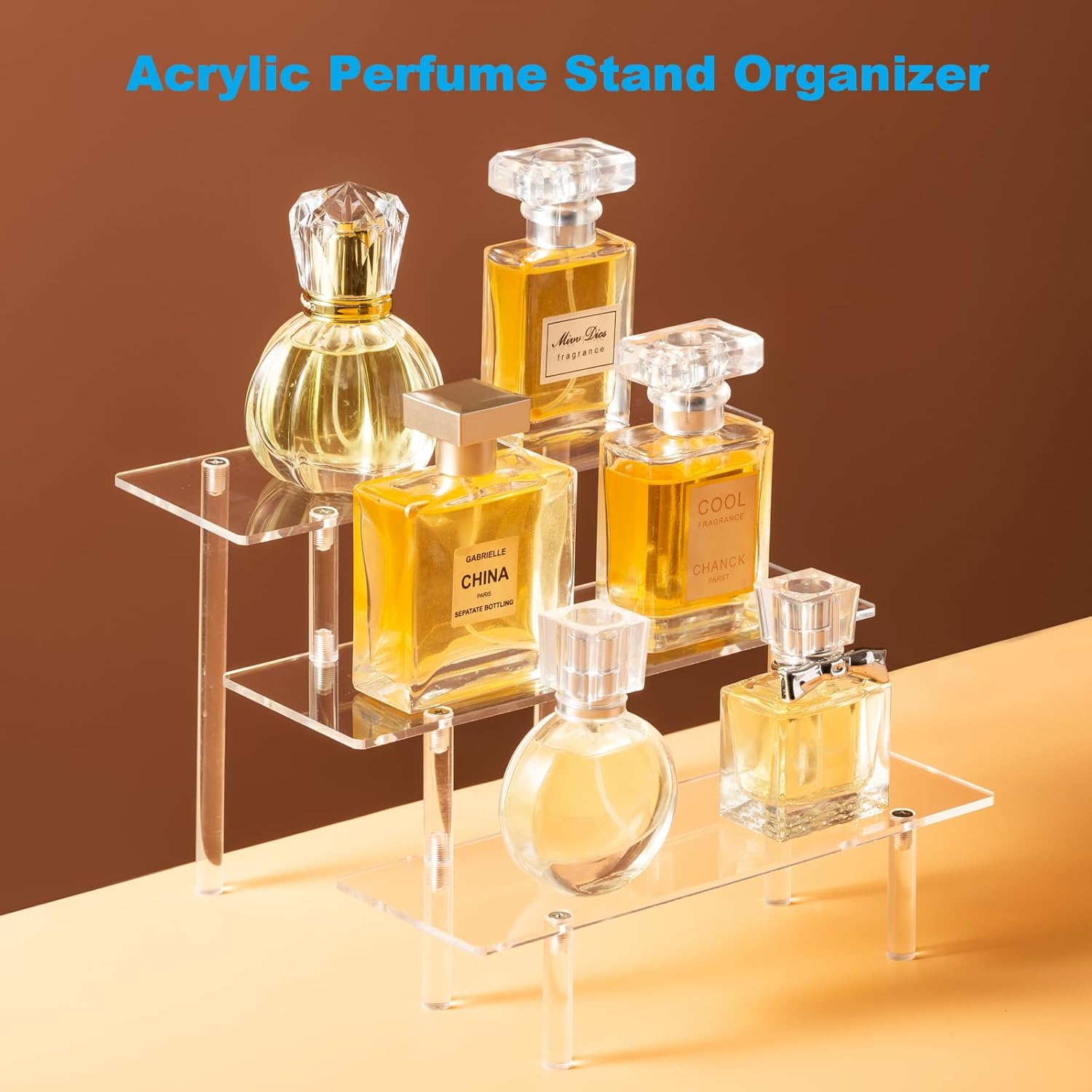3 Tier Acrylic Display Risers for Organizing Perfume and Collectibles