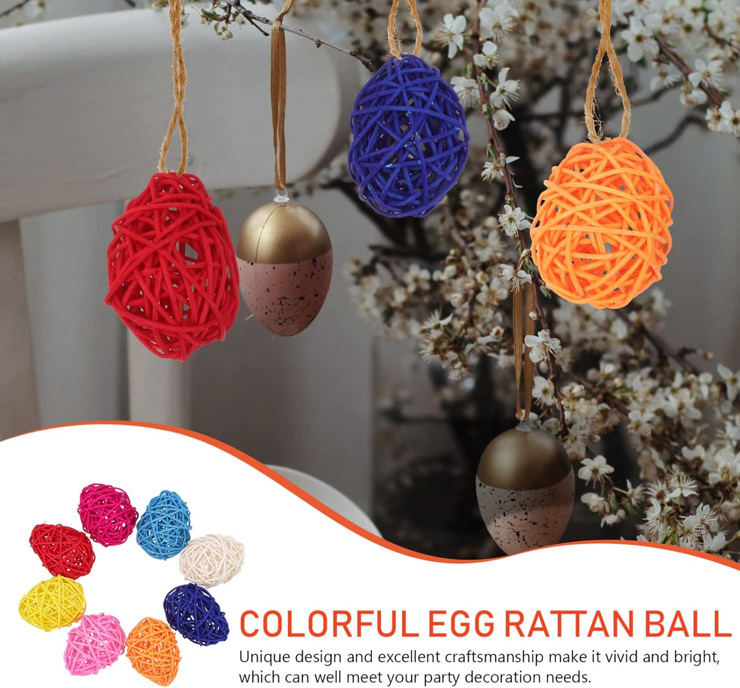 IMIKEYA 8pcs Wicker Rattan Ball Decorative Orbs
