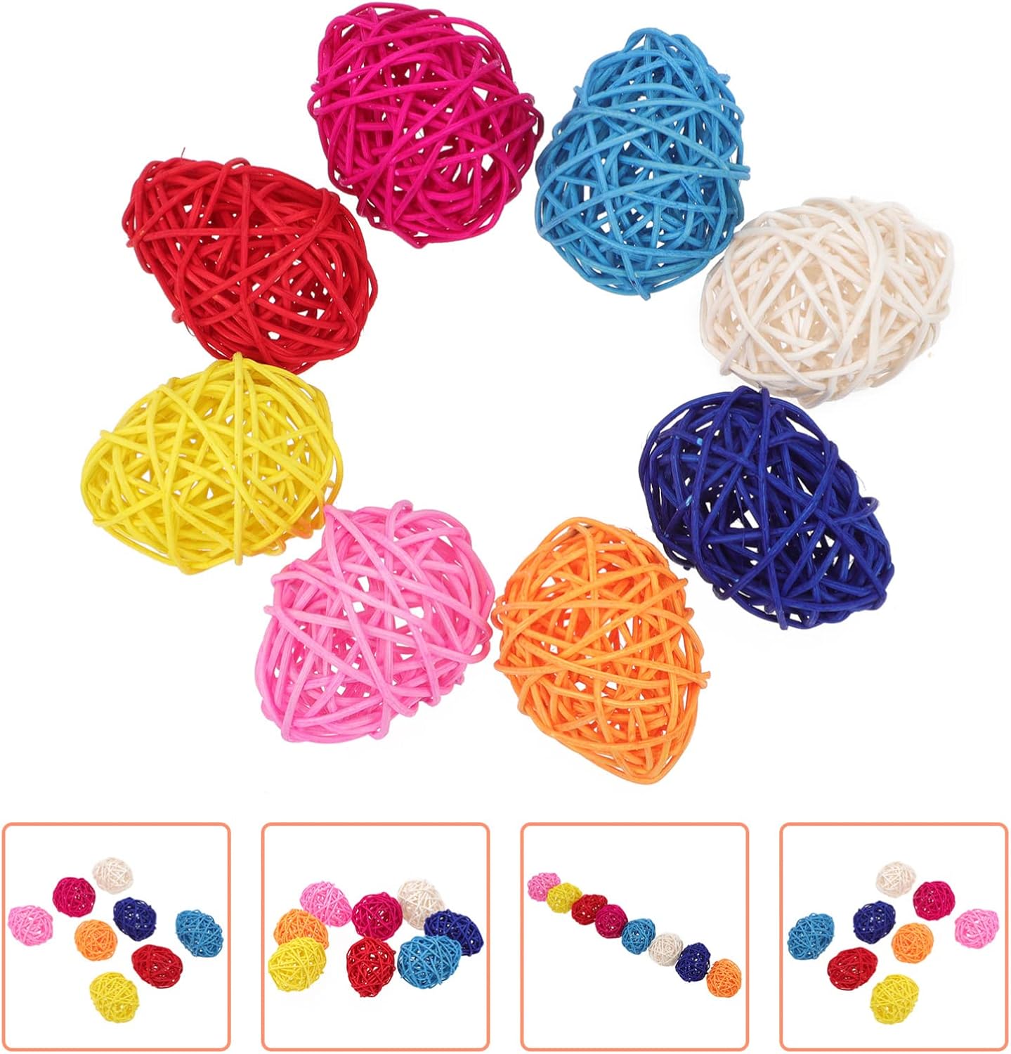 IMIKEYA 8pcs Wicker Rattan Ball Decorative Orbs