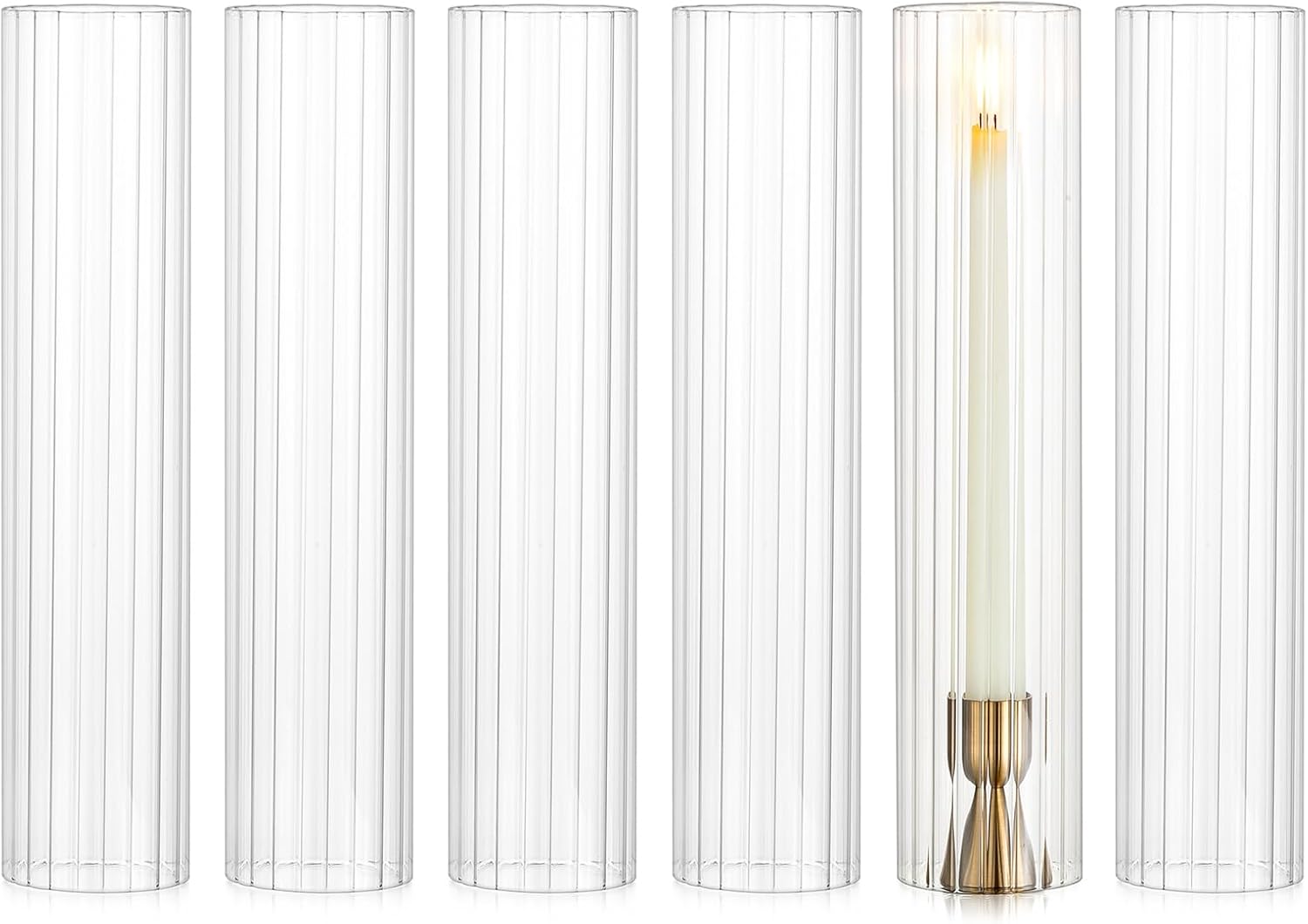 NUPTIO Fluted Hurricane Candle Holder 25 x 12 Inches