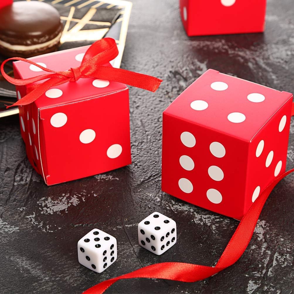AWELL Red Dice Favor Box Set of 50 2x2x2 Inches Cube Shape