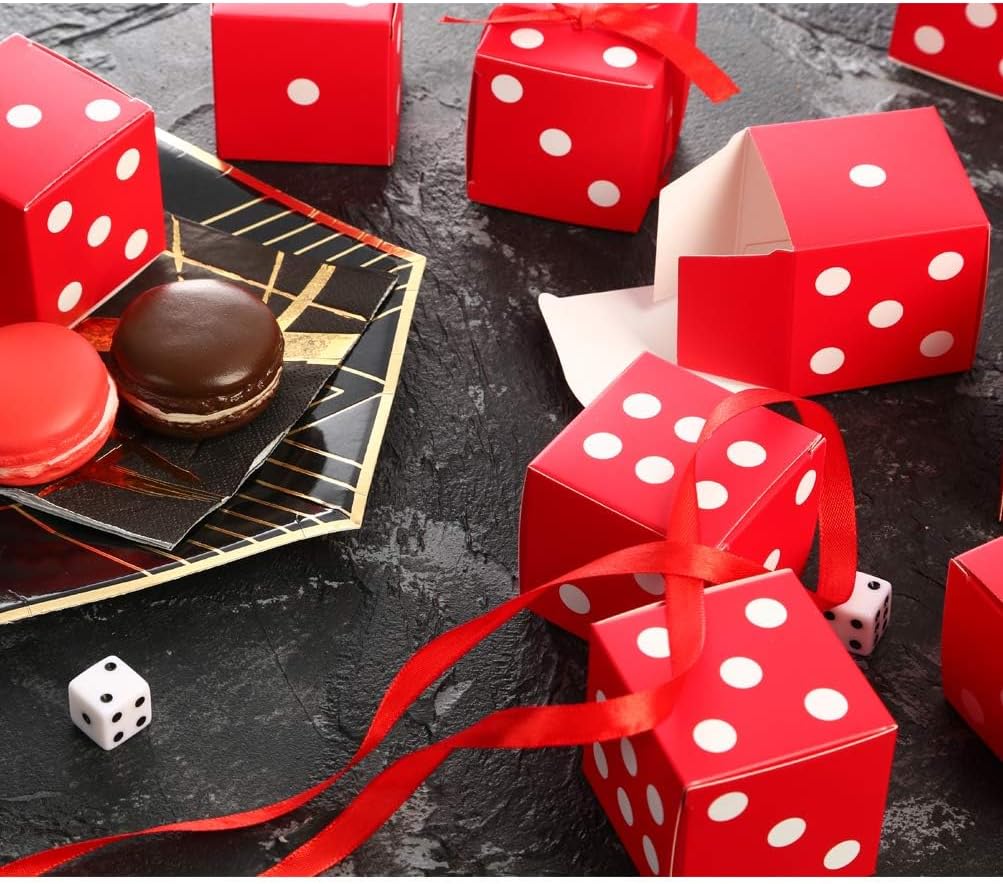 AWELL Red Dice Favor Box Set of 50 2x2x2 Inches Cube Shape