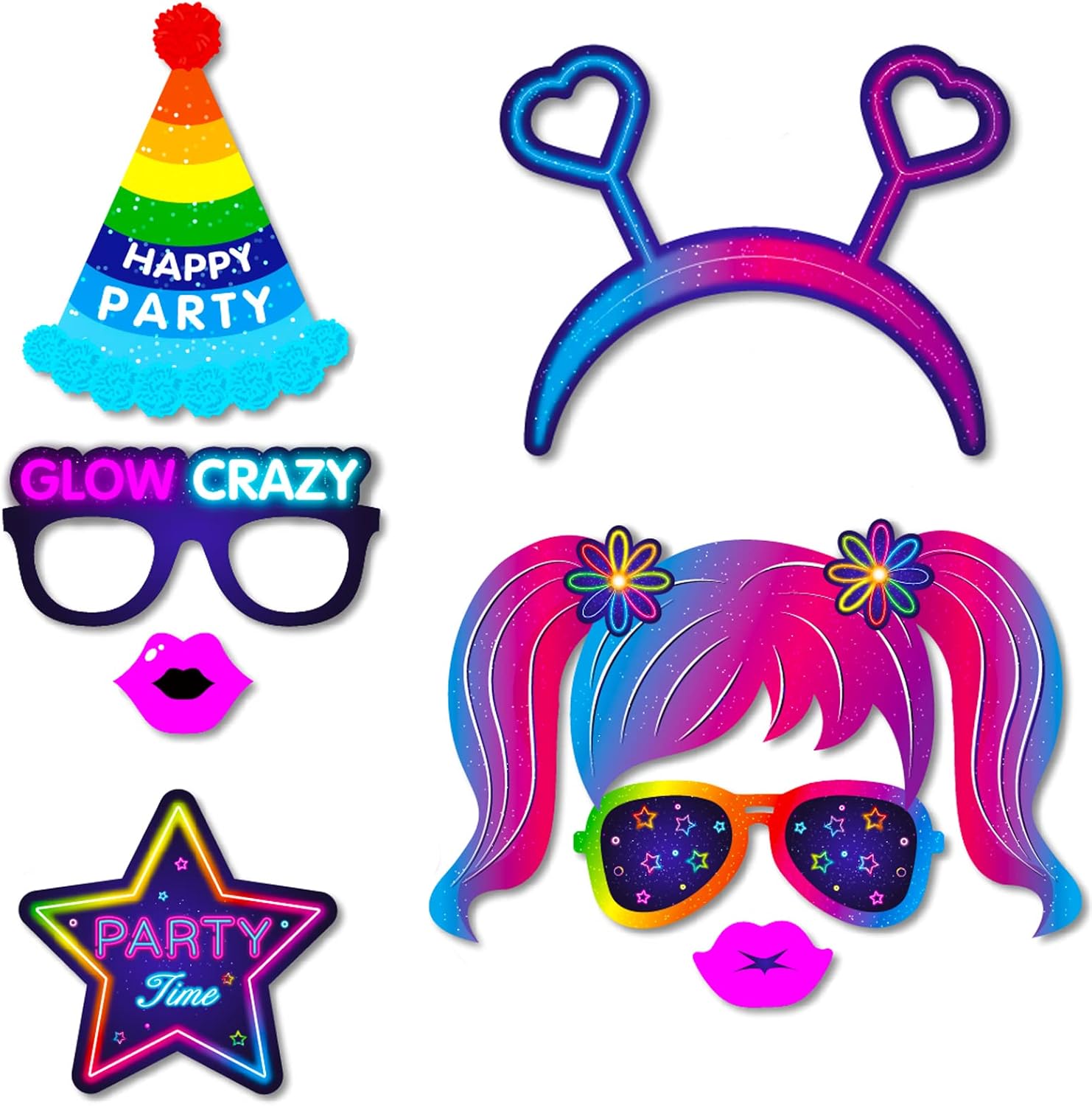 25pcs Glow Neon Photo Booth Props with Stick