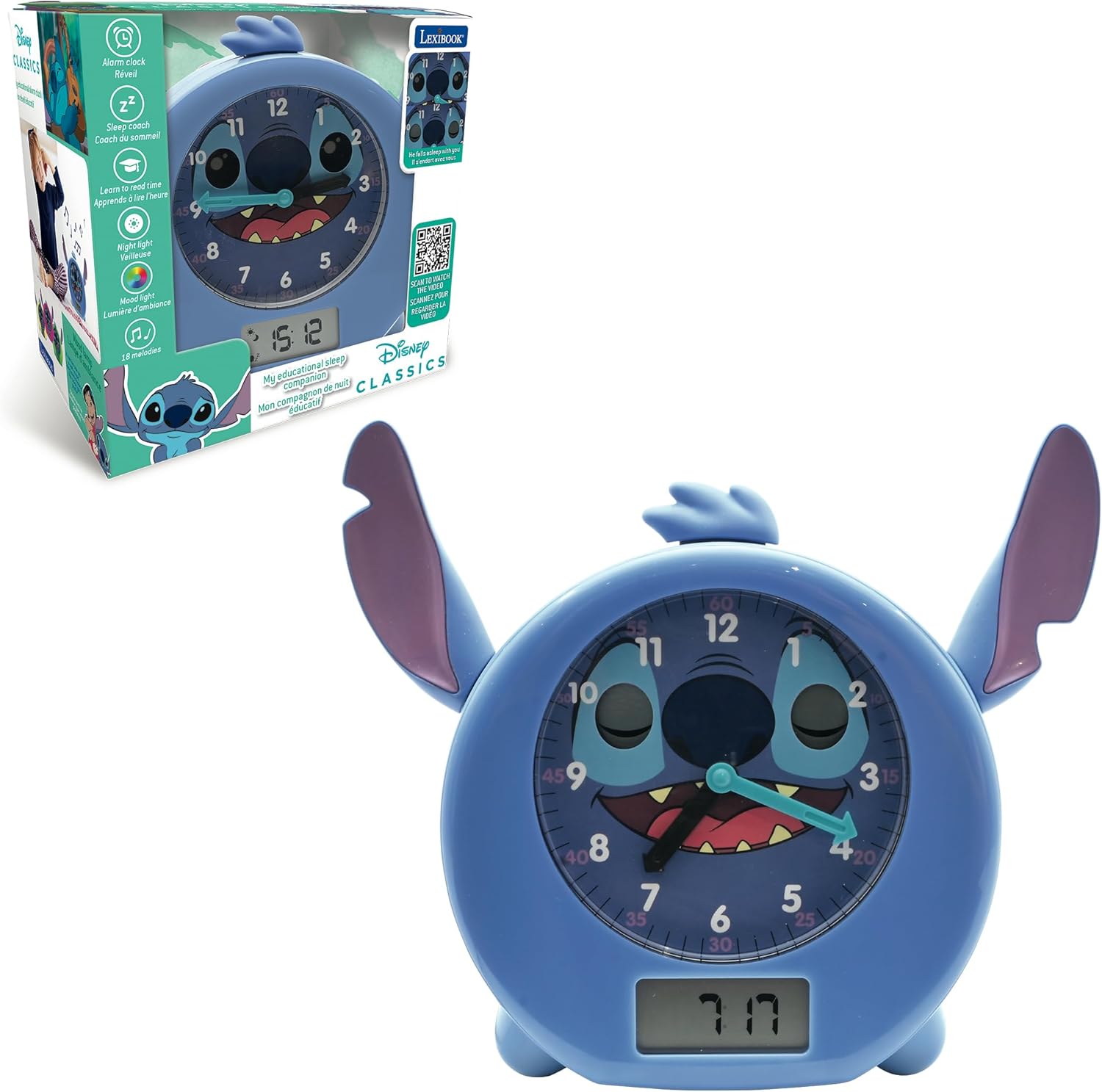 LEXiBOOK Disney Stitch Sleep Companion Clock