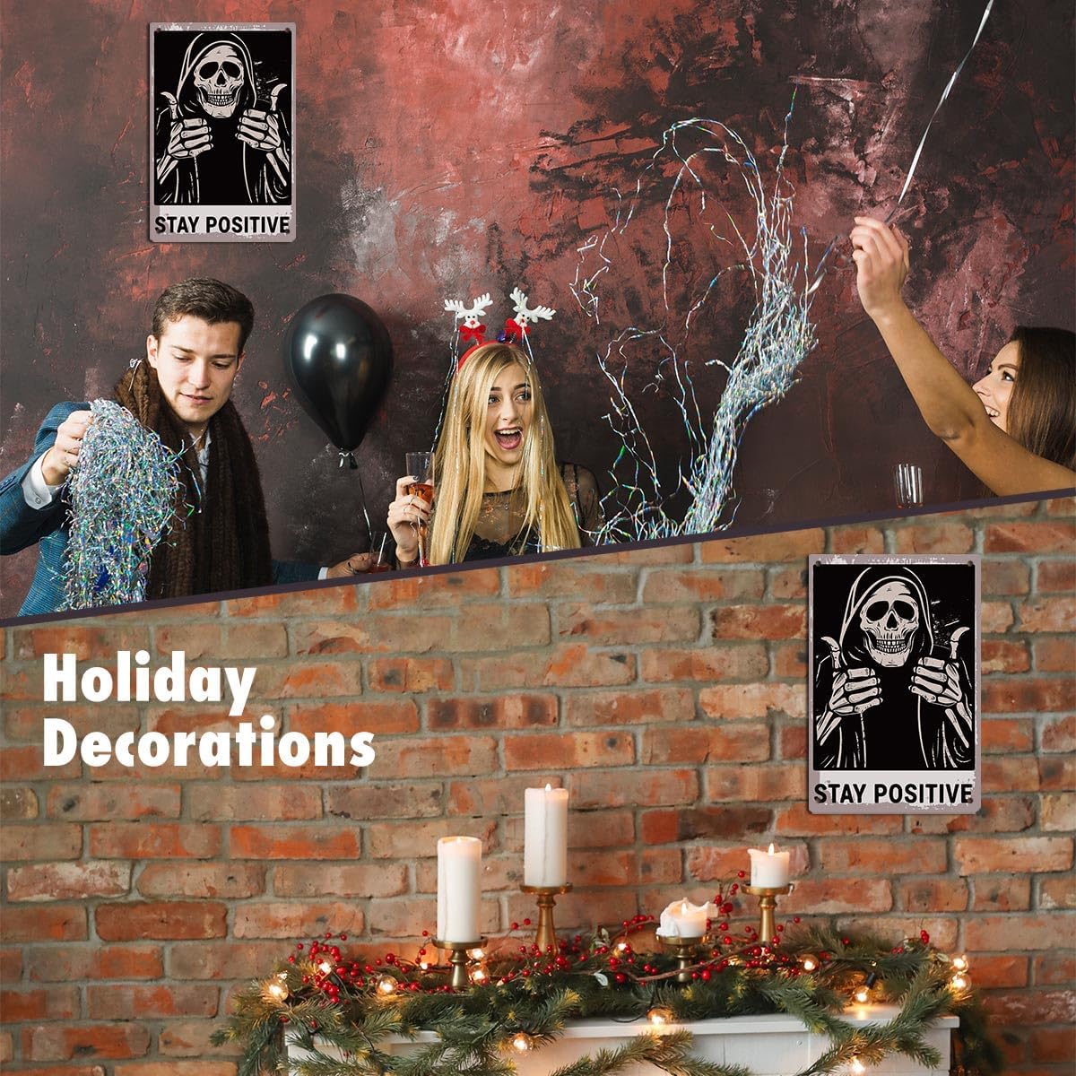 Halloween Skull Aluminium Plate Home Decor Sign