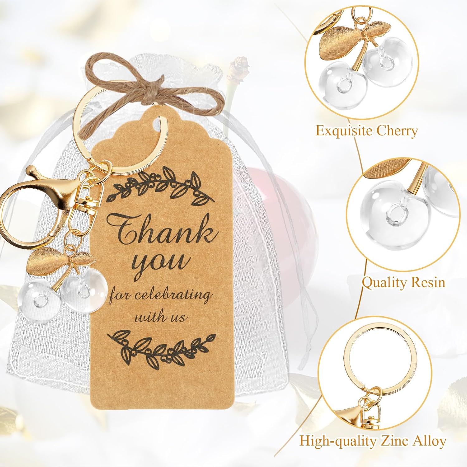 20 Piece Cherry Keychain Gift Set for Events